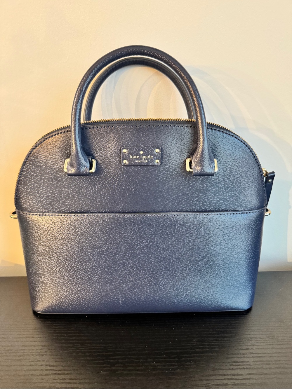 kate spade Navy Pebbled Leather Dome Satchel - Picture 2 of 5
